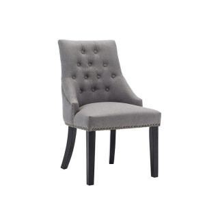 Quality Grey Leather Tufted High Wingback Dining Chair wholesale