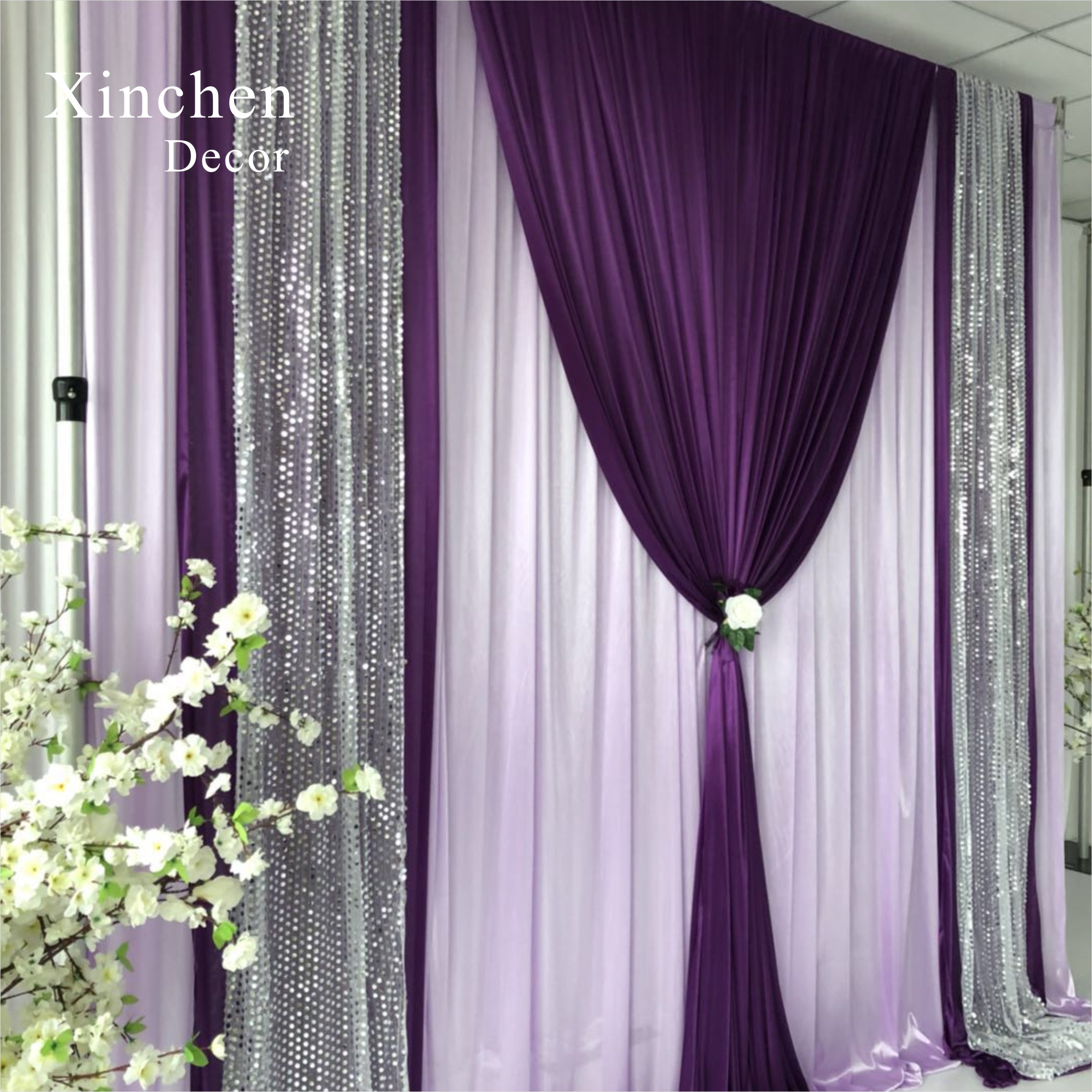 SX-388 Wholesale drape cloth curtains valance for wedding stage backdrop