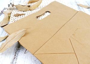 Quality Reusable Takeaway Paper Bags Punched Handle White / Brown Kraft Paper wholesale