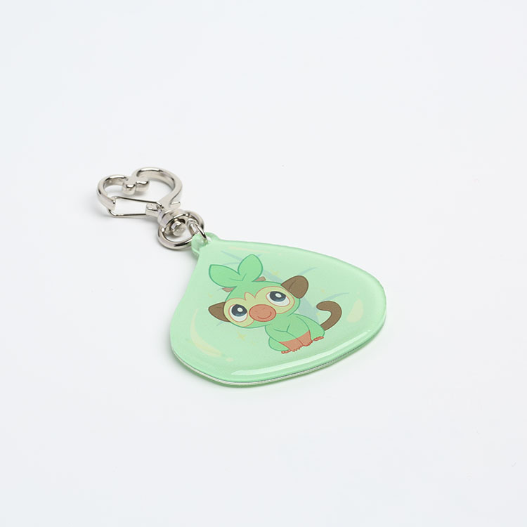 Custom high quality opaque acrylic double epoxy keychain charm with silver glitters