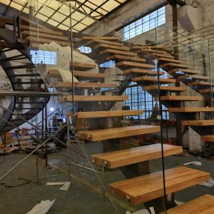 Quality Flat Curved Tempered Stair Railing Glass Stainless Steel Glass Tread wholesale