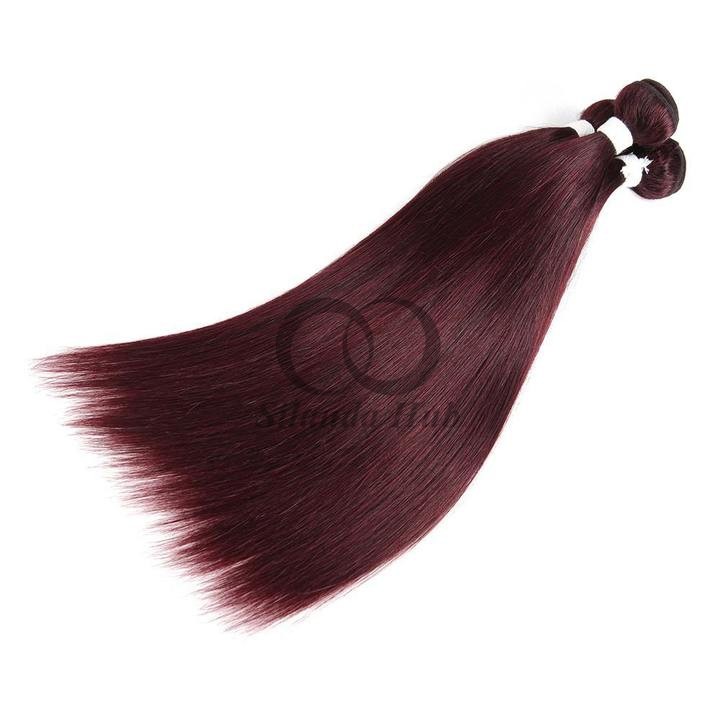 #99J Dark Wine Straight Remy Human Hair Bundles Sew In Weave Bundles Brazilian Bundle Deals