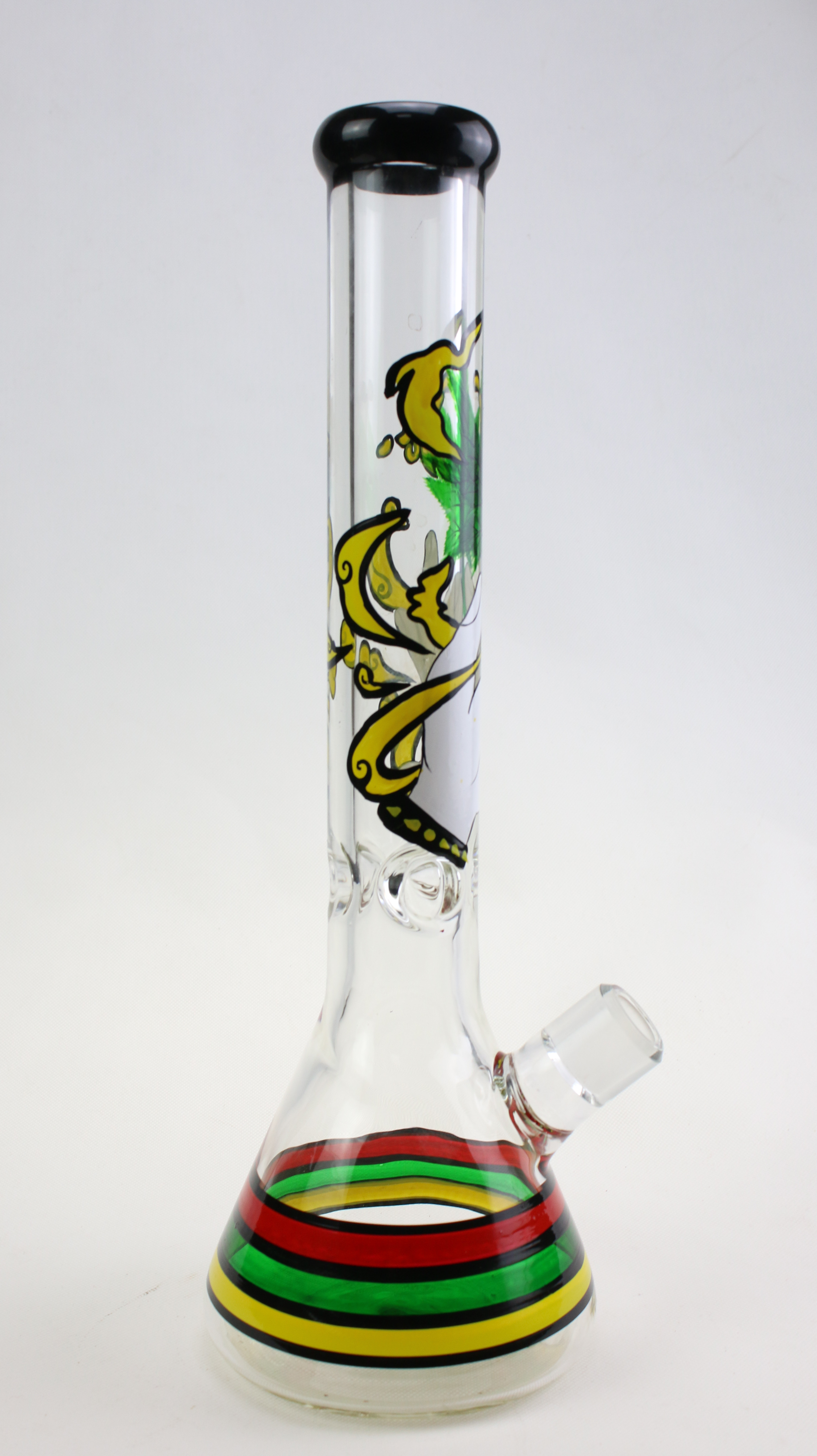 Heavy Glass 10" Hookah Water Pipe Peach Stripe Tobacco Beaker Bong Ice Catcher