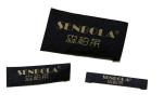 Embroidered Clothing Woven Labels Black Damask gold thread charm lable for