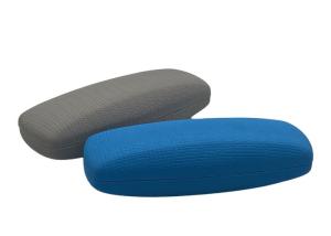 Quality Blue Leather Wrapped Clamshell Glasses Case , Hard Metal Glasses Case wholesale