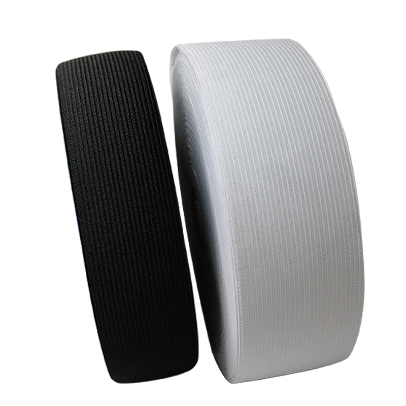 White Textile Polyester Webbing 25mm Knitted Elastic Webbing For Garment