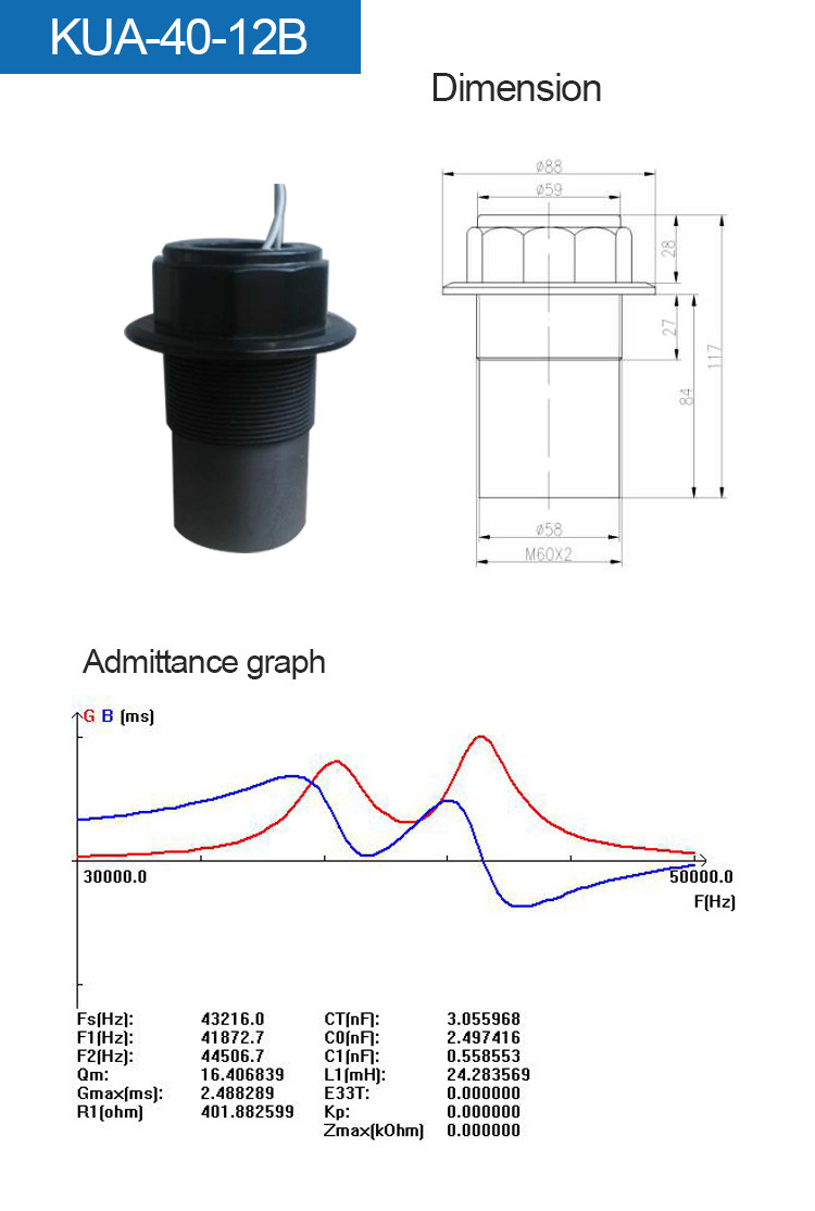Industrial Ultrasonic Transducer Sensor High Security Plastic Housing Material