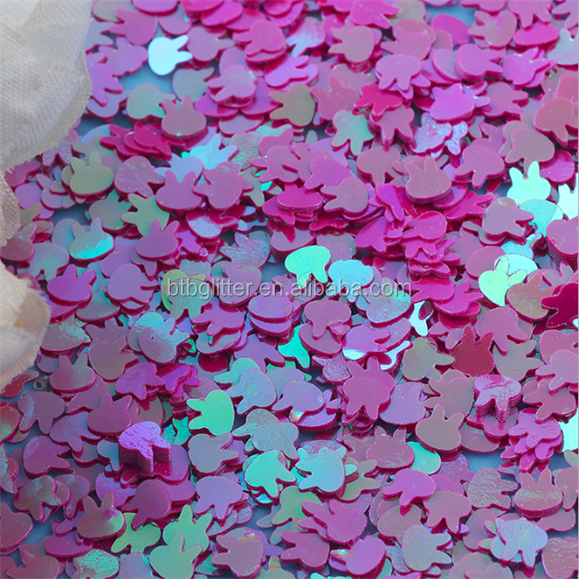 Pet Happy Year Easter Sequined 4mm Rabbit Head Ball Stuffers and Ornaments Hand DIY Accessories Fluorescent Pieces Glass