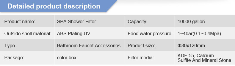 WellBlue SPA KDF Shower Water Filter , Replacement Shower Filter For Hard Water