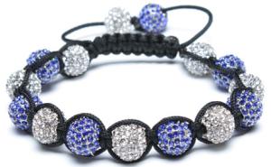 Quality Adjustable Shamballa Bracelet, Crystal &amp; Blue Rhinestone Ball wholesale