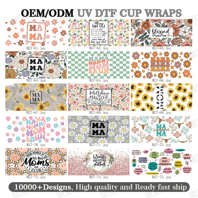 UV DTF Cup Wrap Transfers Designs For Mama'S Day Designing Shirts