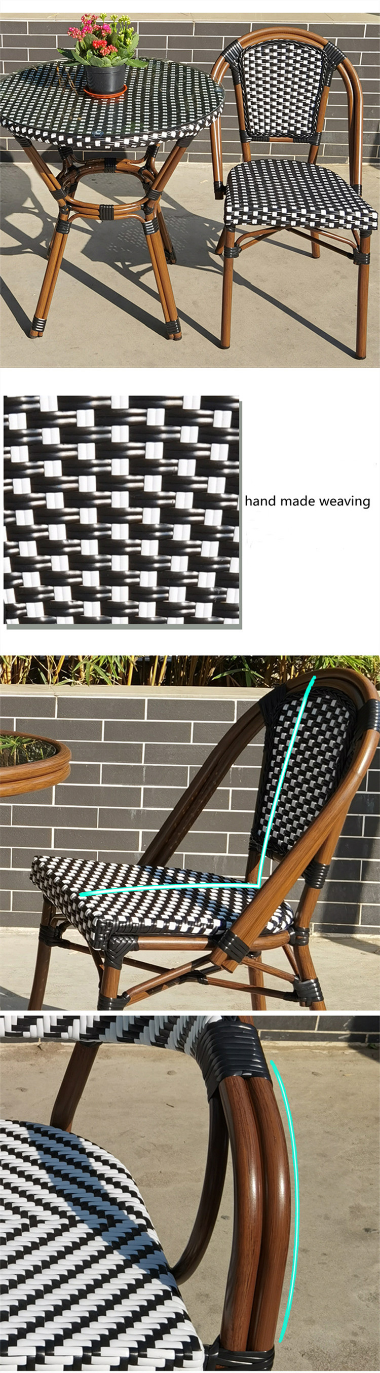 Wicker French Rattan Garden Chair Vintage Restaurant Cafe Bistro Dining Chair
