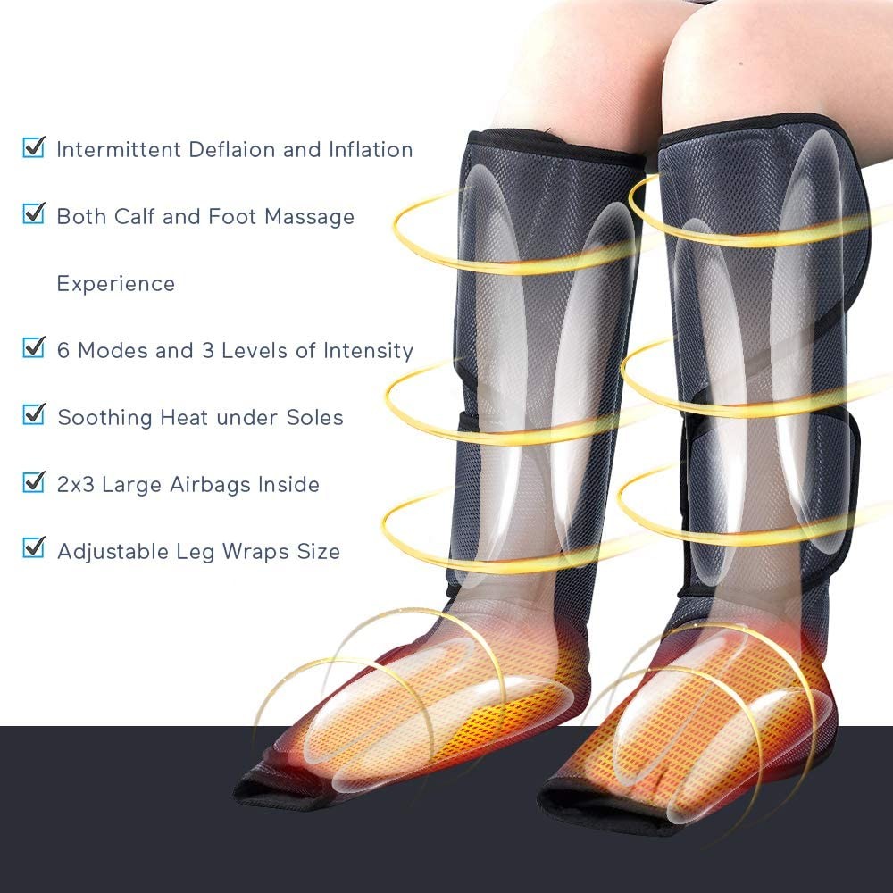 Adjustable Wraps Air Compression Leg Massager 240V Foot Heating