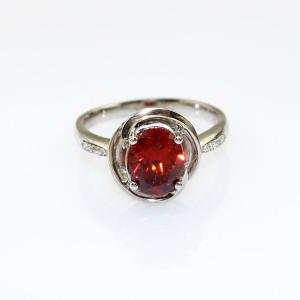 Quality 925 Sterling Silver Ring with 7mmx9mm Oval GarnetCubic Zircon for Women (R199) wholesale