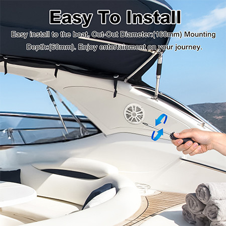 White 6.5 inch 2 Way Boat Stereo Speaker 120W Output Power for Marine Boats ATV UTV SxS