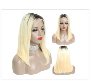 China 180 Density Straight 1B Lace Frontal Bob Wigs / 100% Peruvian Human Hair on sale