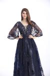 Fishtail Long Prom Party Dress Mermaid Half Sleeves Embroidered Dress