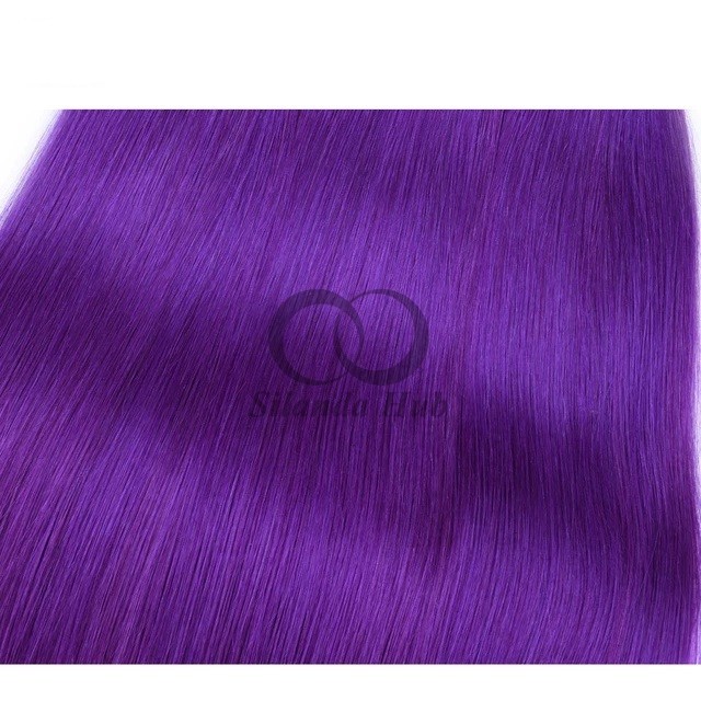 Purple Straight Remy Human Hair Bundles Sew In Weave Bundles Brazilian Bundle Deals