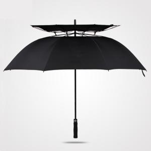 Quality Straight Double Canopy Customized Golf Umbrella Semi Automatic Windproof Waterproof wholesale