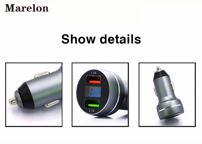Metal Car Phone Charger Aluminium Alloy Material With Intelligent LED Display