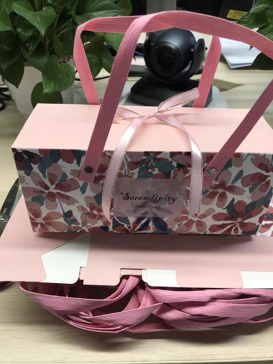 Ribbon Bow Floral Kraft Paper Shopping Bag Clothes Footwear Packaging Box