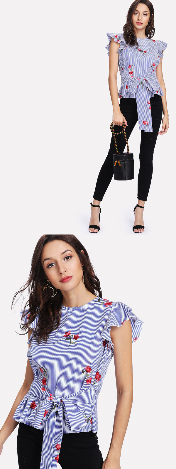 Clothes Ladies Women Summer Embroidered Blouse