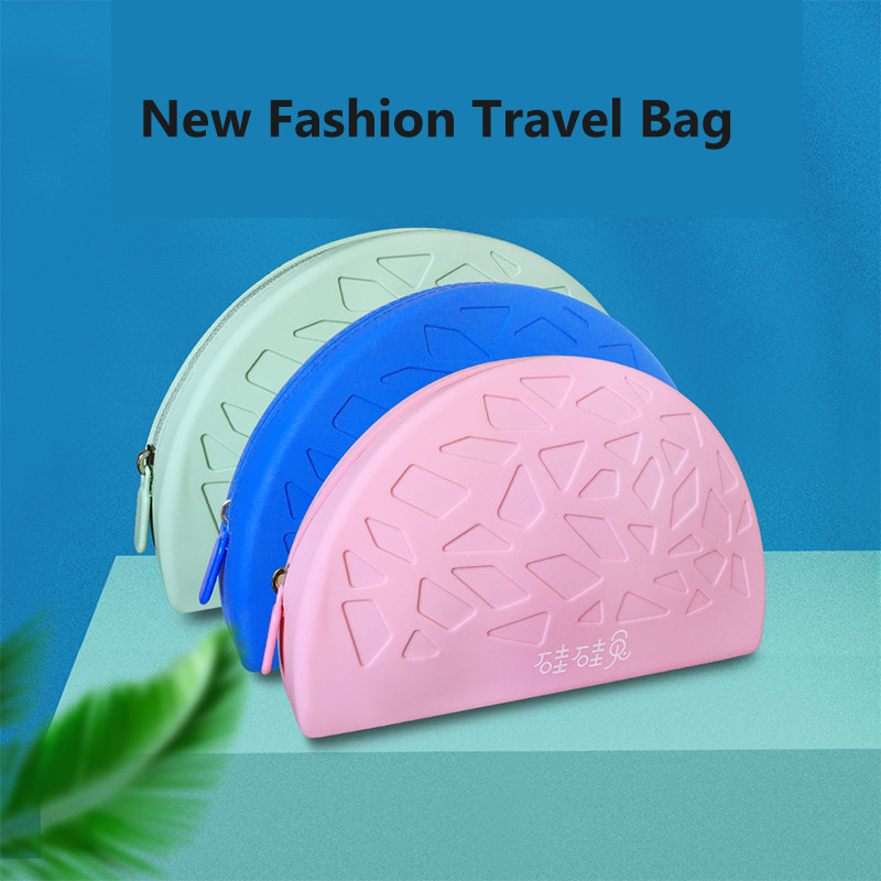 Fashion Solid Color Silicone Makeup Large Capacity Zipper Cosmetic Storage Bag Soft Silicone Wash Bag