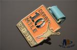 Antique Gold Finish Custom Sports Medals With Heat Transfer Ribon