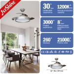 Modern 65W LED Retractable Ceiling Fan Light Dimmable ABS Blades