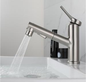 Quality SUS304 Stainless Steel Pull-Out Single Hole Single Handle Basin Mixer In Matte Black SN wholesale