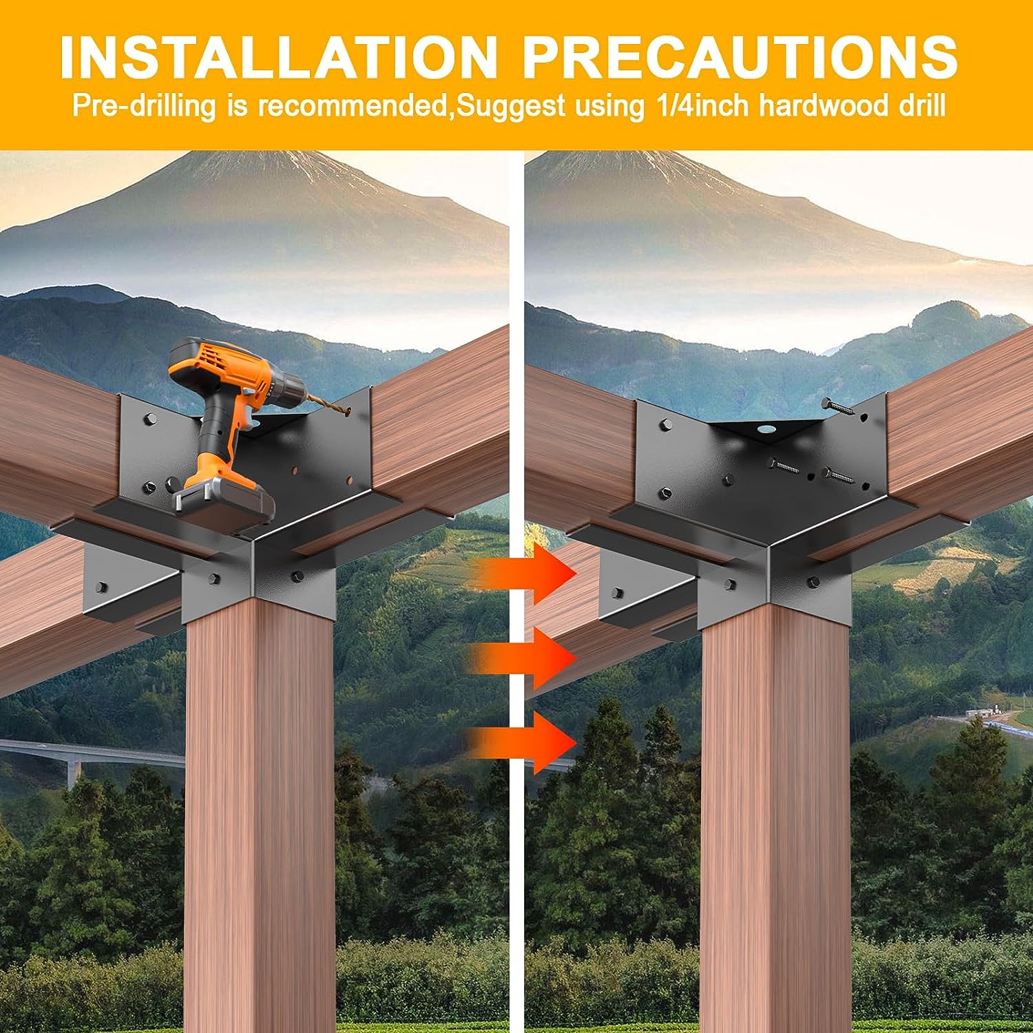 Nonstandard Pergola Brackets 4-Way Right Angle Corner Bracket Heavy Duty White Coated