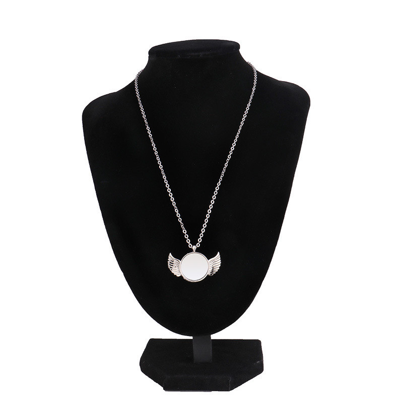 Personalized Sublimation Angel Wings Necklace Heart Shape Sublimation Necklace For Sublimation Printing