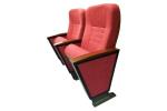 Red Aluminum Conference Room Chair Wood Armrest Padded With Fabric