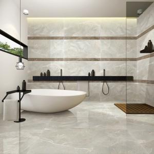 Quality Light Grey Stone Look Bathroom Tiles , Porcelain Tile Flooring Anti Slip wholesale