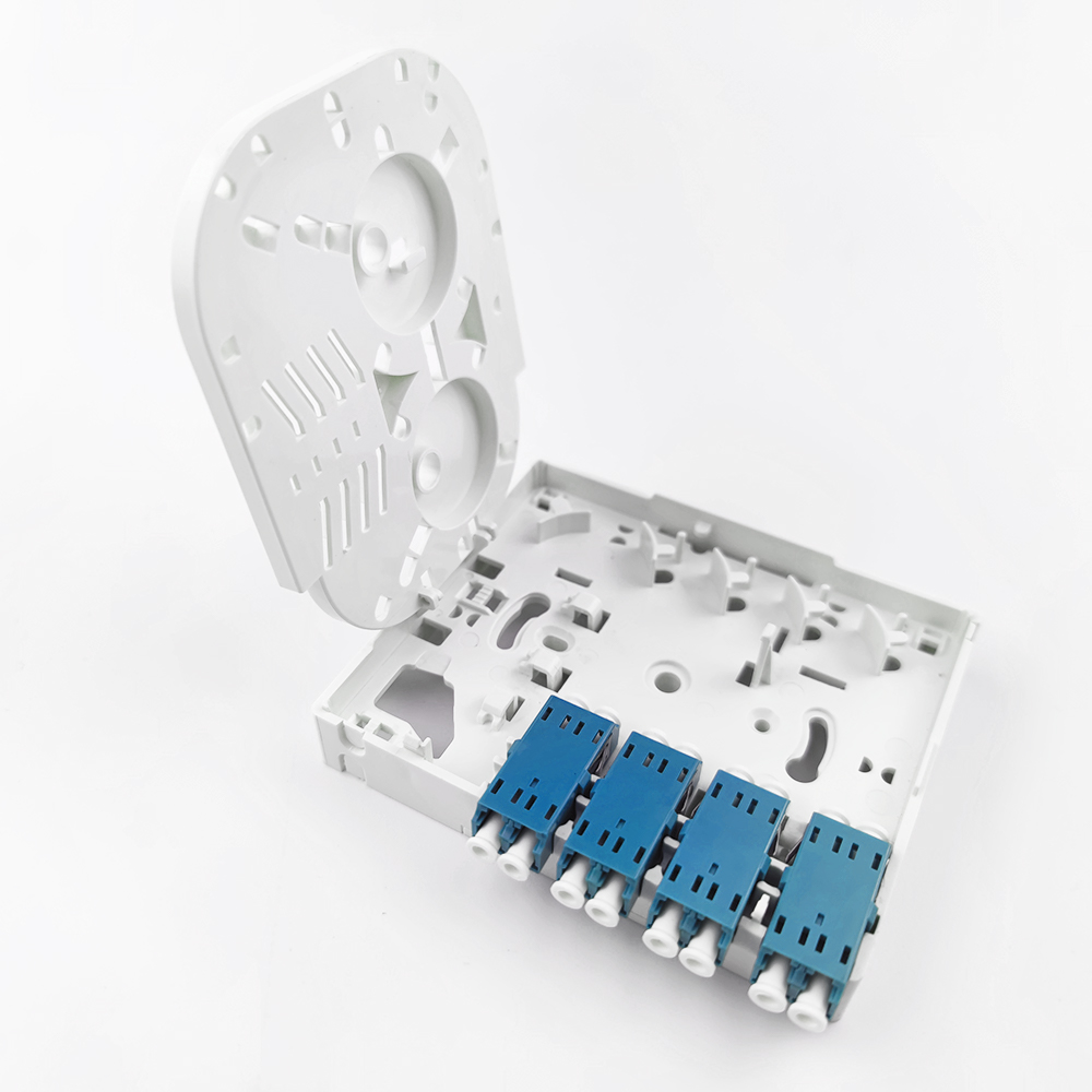 -Made Gray/White 4 Cores LC UPC Plastic Fiber Optic Faceplate Socket Panel for Indoor