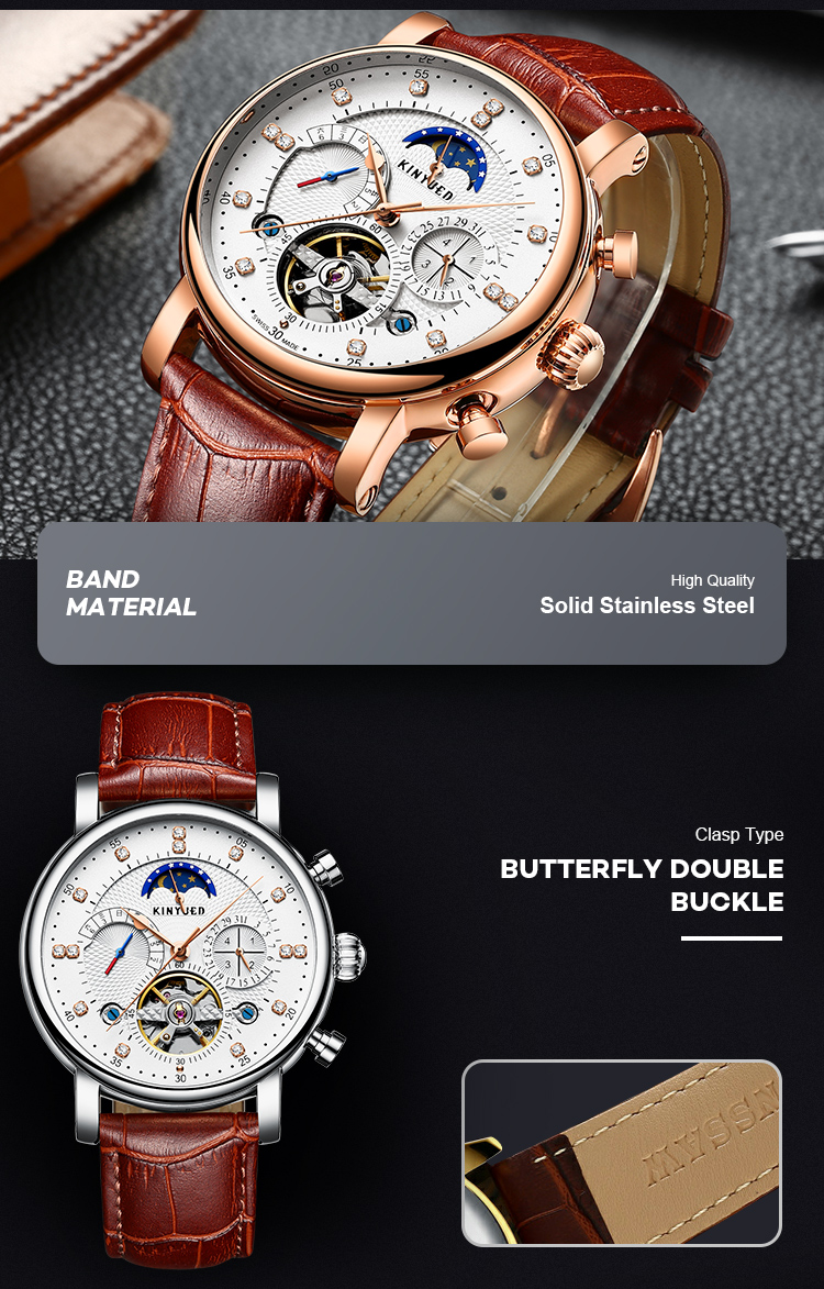 KINYUED Custom Logo Men Watch Automatic Mechanical Wrist Watch Chinese Mechanical Watch Movement