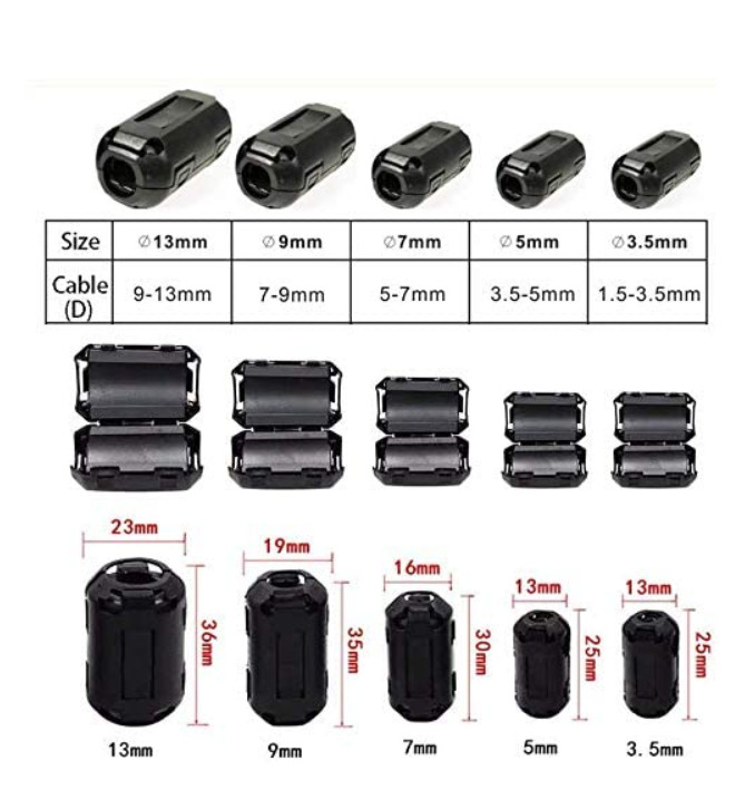 100KHz Black Ferrite Core Clip For Noise Suppression Weiaipu Wide Temperature Range Commercial Grade