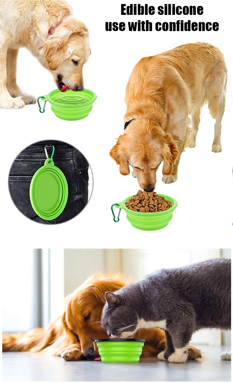 Silicone Collapsible Pet Feeder Bowls for Dogs Cats Small Animals Rounded Portable Water