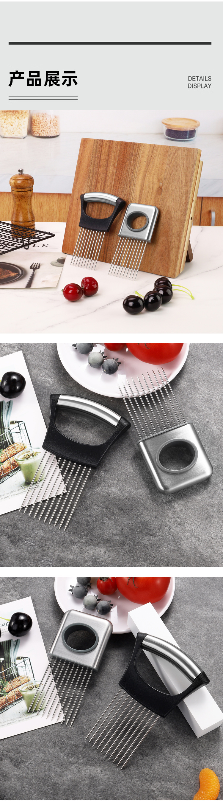 Handheld Metal and Plastic Fruit Chopper for Onions Tomatoes Potatoes Meat Tenderizing
