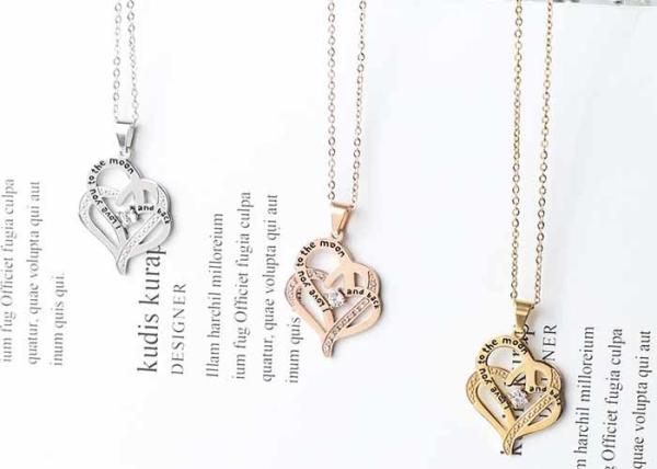 Stainless steel necklace women's heart titanium steel lettered pendant