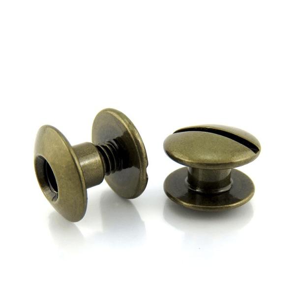 Male and Female Steel Chicago Screws for Leather Decoration in Custom Bronze