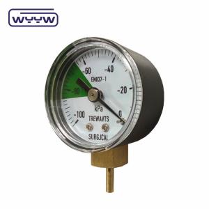 Quality 40mm -100-0 Kpa Manometer Vacuum Gauge Bottom Mount Steel Case With Brass Connection wholesale