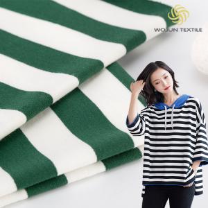 Quality Elasticity Fashionable Bright Color Green Striped Cotton Fabric For French Terry wholesale