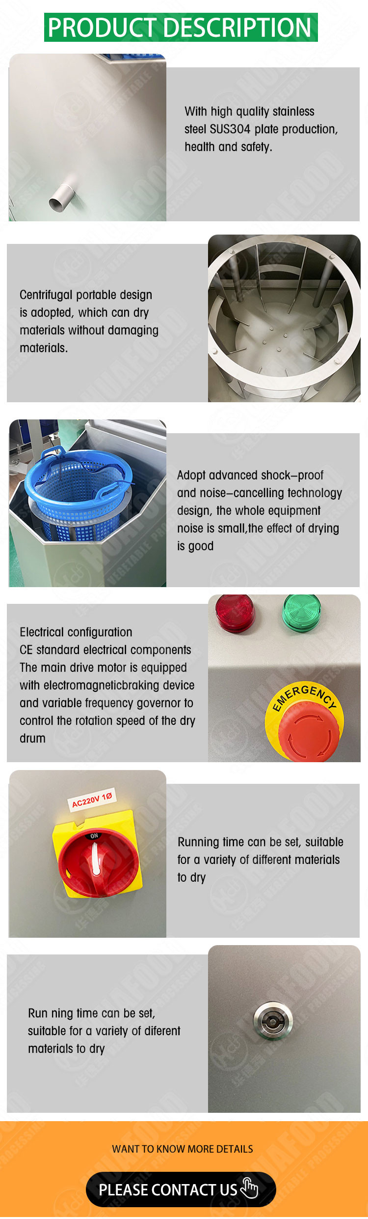Small Type Vegetable Fruit Dehydrator Dewatering Dryer Machine