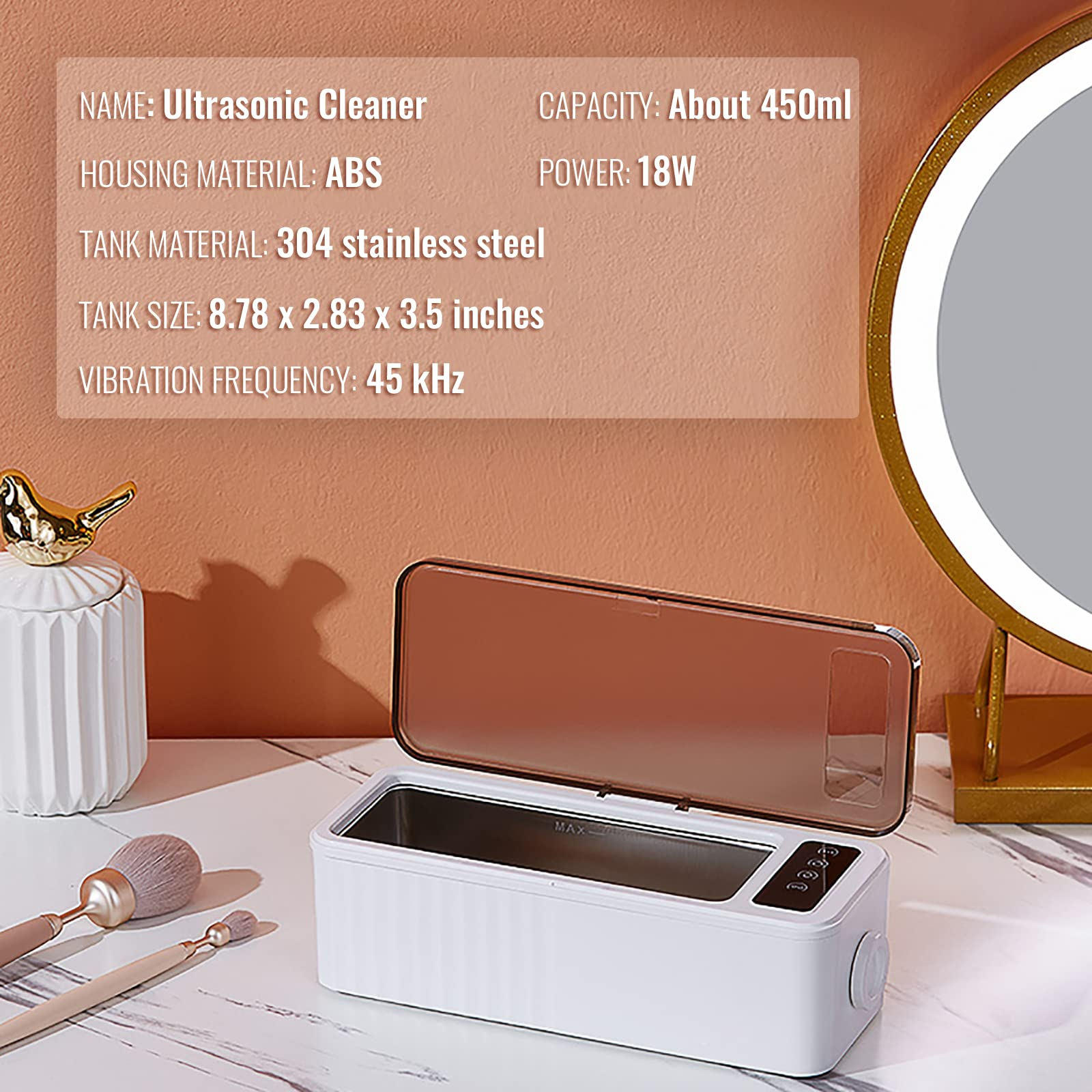 45KHz Jewelry Cleaner Ultrasonic Machine Commercial Voltage 12V