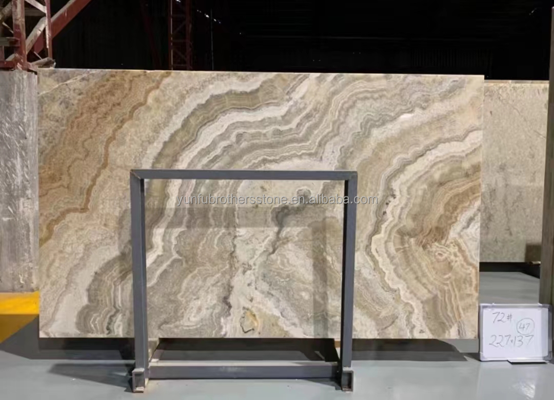 Polished Translucent Onyx Stone Modern Design for Natural Backlit Jade Ink Marble Big Slab
