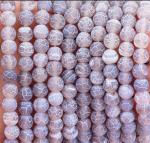 Grey Weathered Agate Loose Bead Strands Semi Precious Stone Matt Frosted Cracked