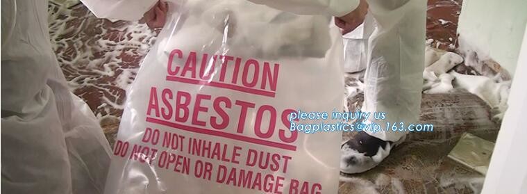 Hazardous Waste Yellow Plastic Bag Asbestos Garbage Bag,large size thicker LDPE asbestos remove bags,asbestos garbage ba