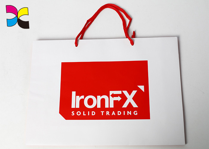 Red Rope Handle White Kraft Paper Bag Packaging Custom Size And Logo