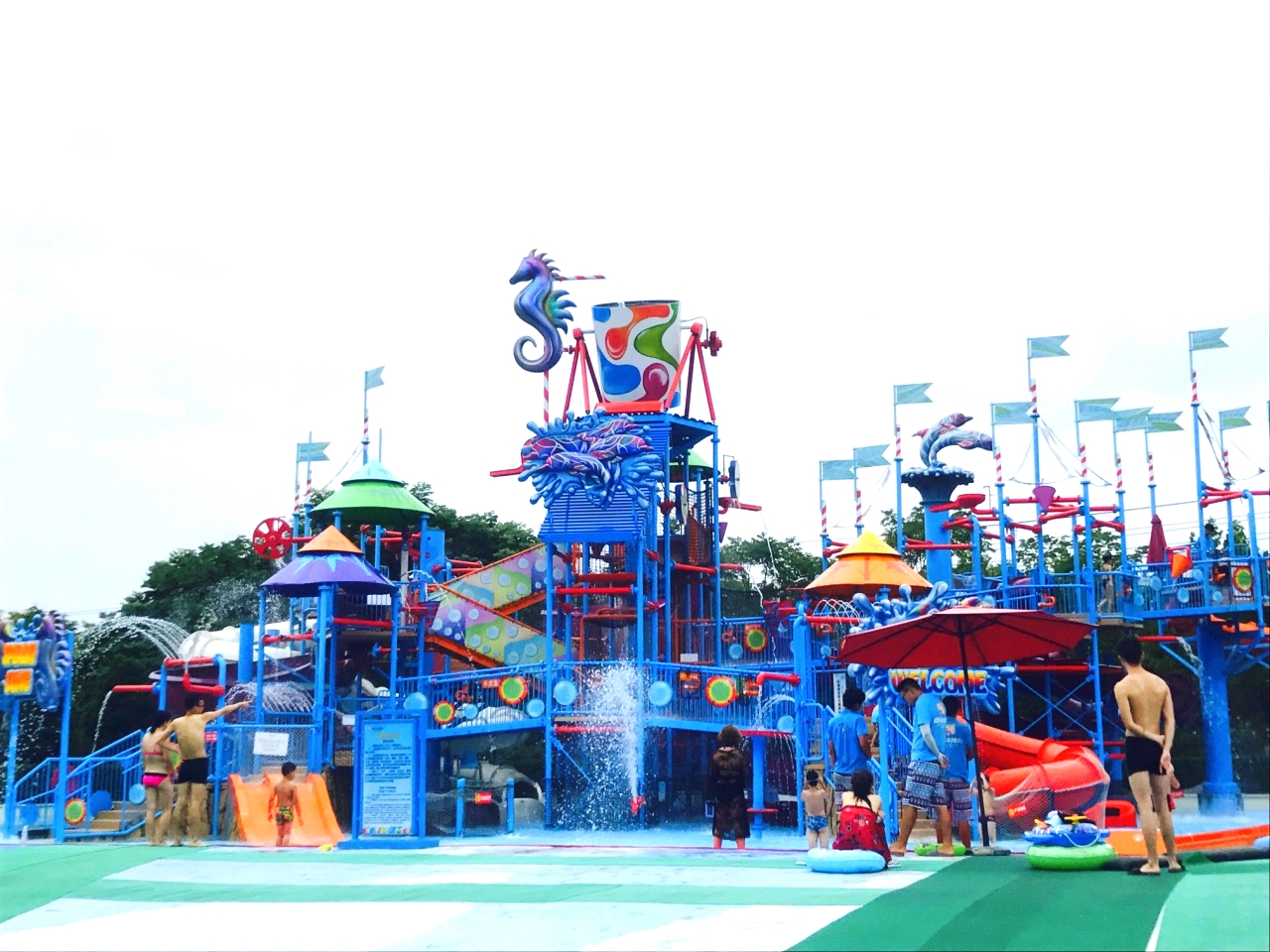 Anti UV Aqua Playground Children Water Play Slide For Hotel